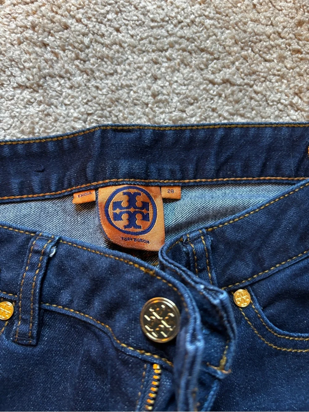 Tory Burch Women's Dark Wash denim Blue Straight-Leg Jeans size 28